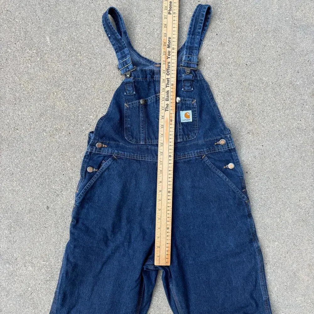 Carhartt 6x32 Womens Washed Denim Blue Jean Bib Overalls WR007 HDK - Picture 8 of 10